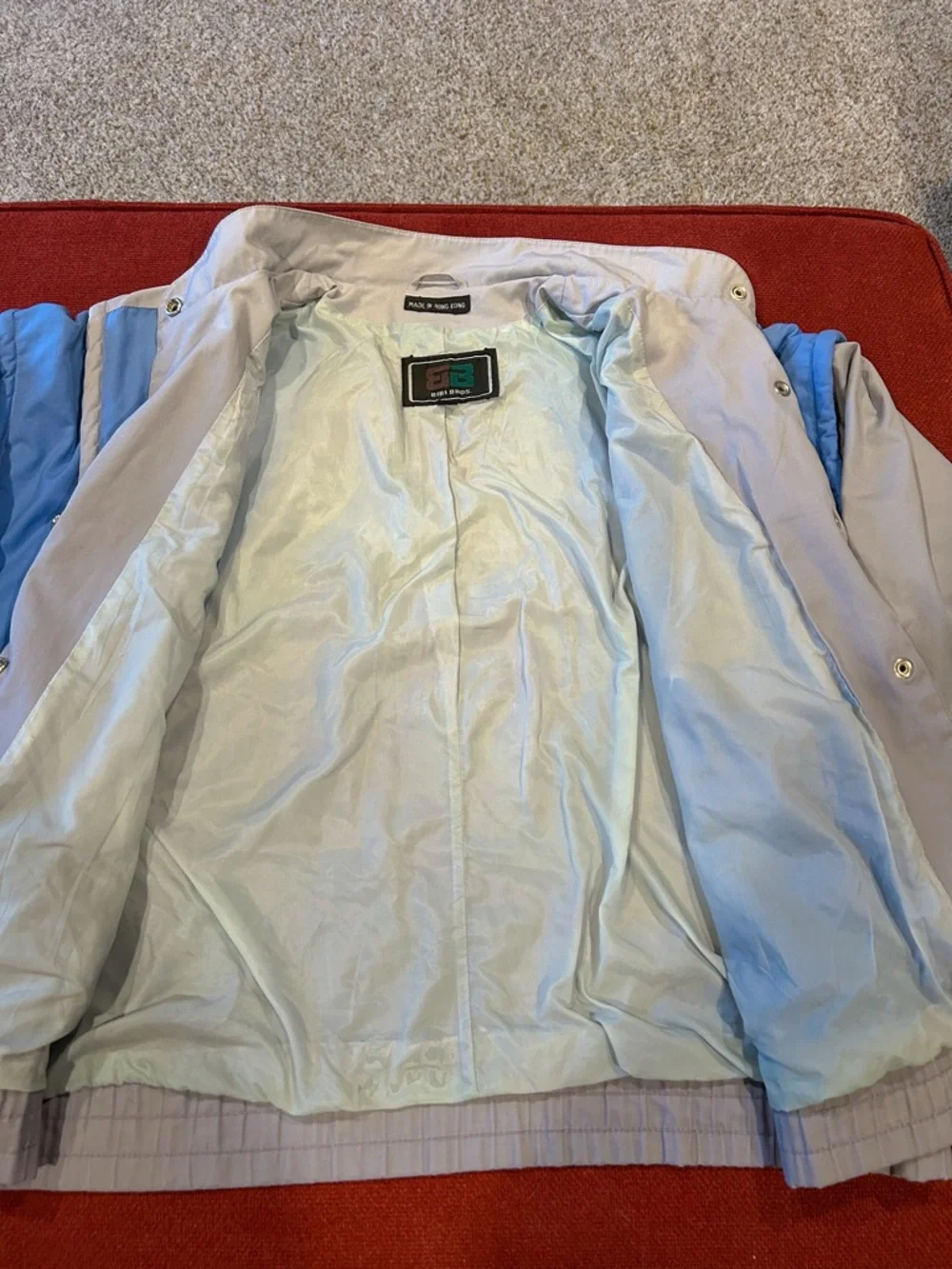 Vintage Bibi Bros Colorblock Windbreaker Jacket 80s Made in Hong Kong Snap Front